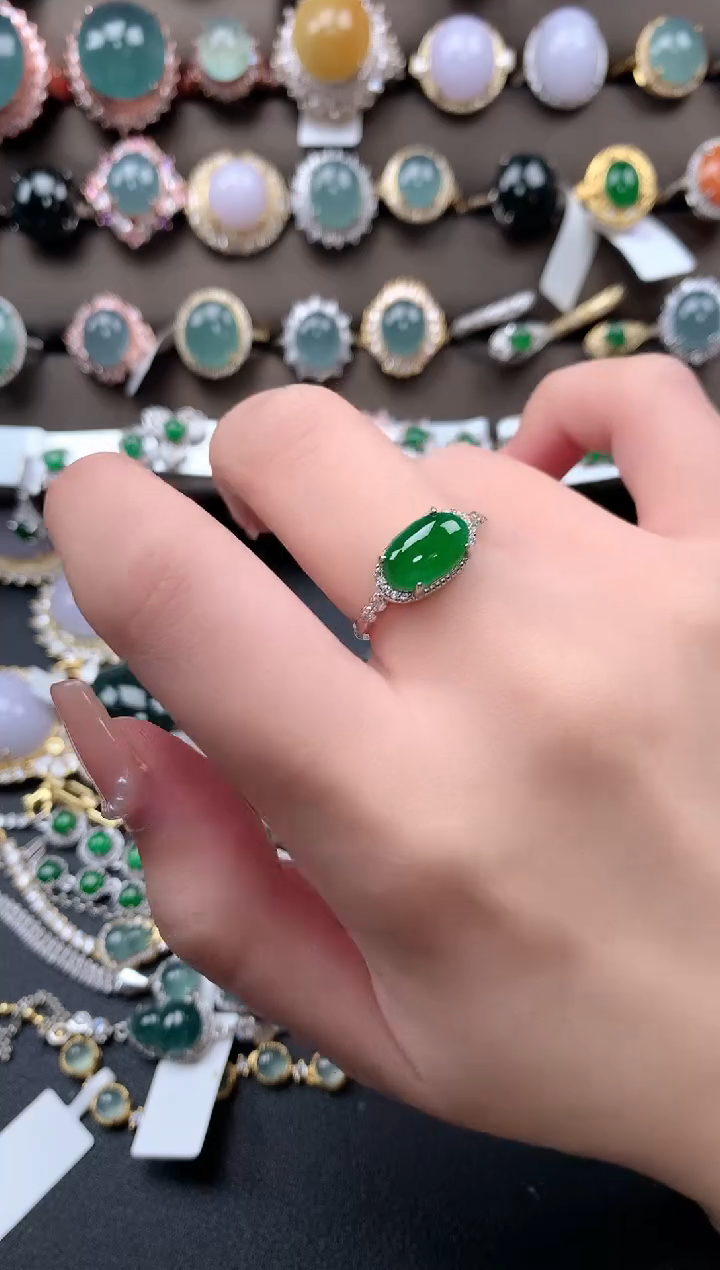 【闪购商品】翡翠戒指银S925镶嵌52141