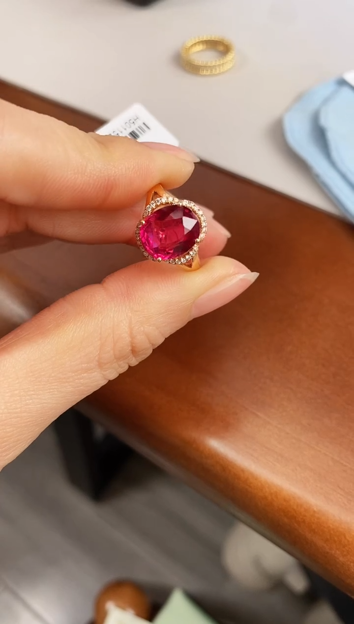 【闪购商品】碧玺戒指18K金镶嵌主石3.63克拉