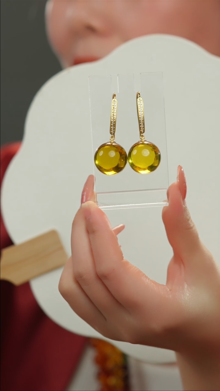 【闪购商品】蓝珀耳饰银S925镶嵌墨西哥净水蓝珀20+耳坠