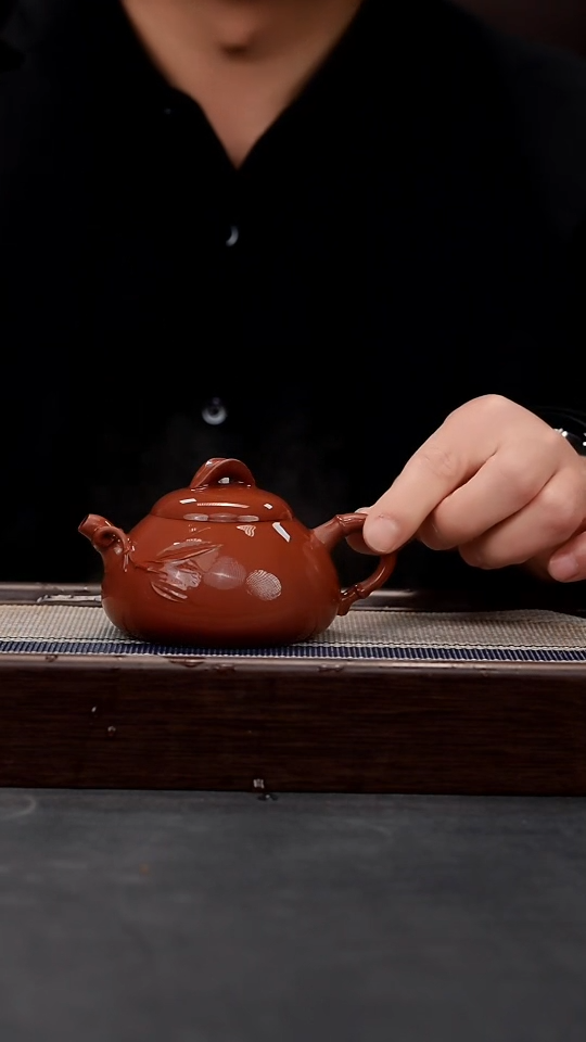 【闪购商品】紫砂茶壶红清水竹叶冬心石瓢