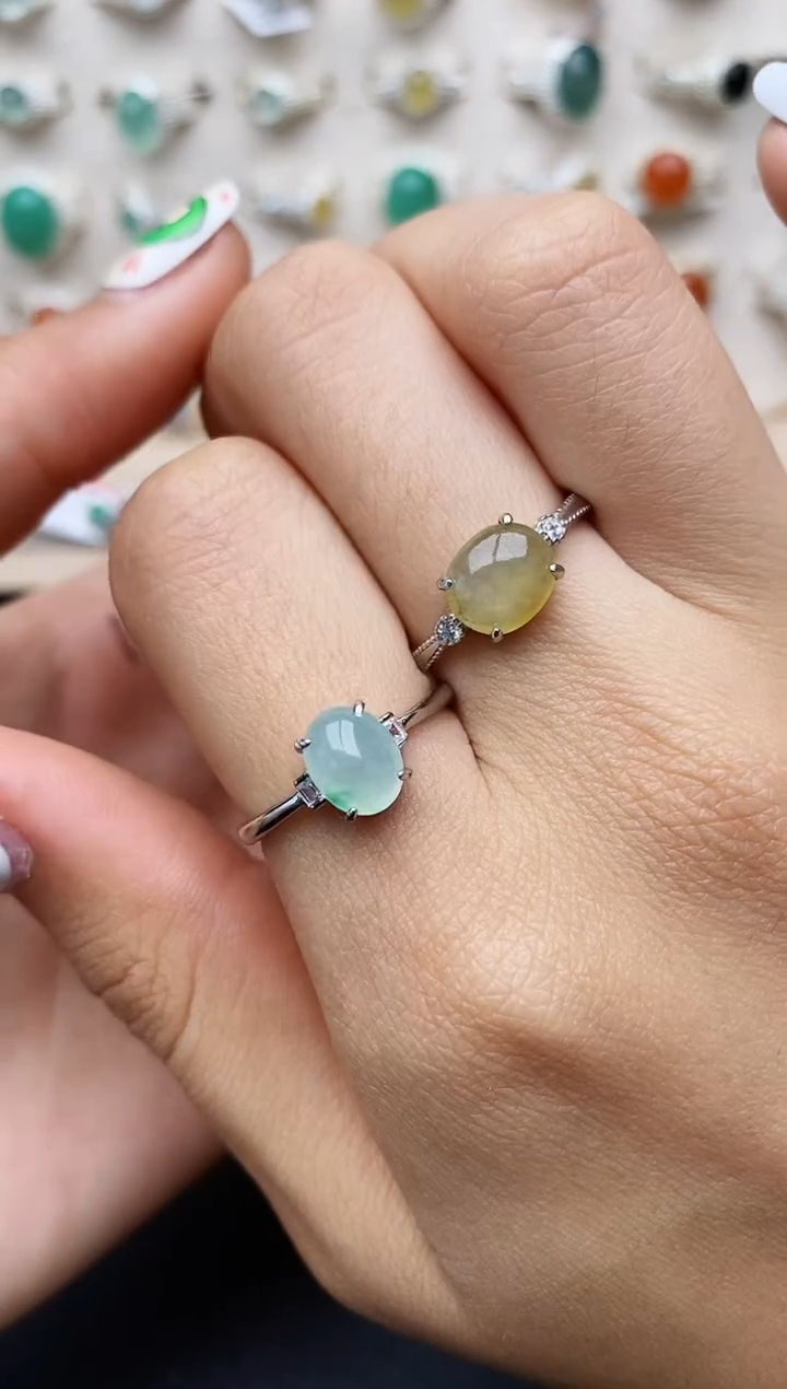 【闪购商品】翡翠戒指银S925镶嵌缅甸翡翠