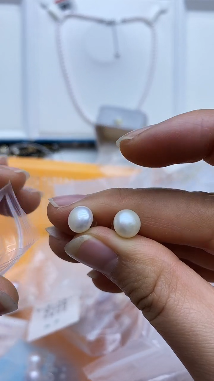 银S925镶嵌耳饰淡水珍珠耳钉多样性发其一