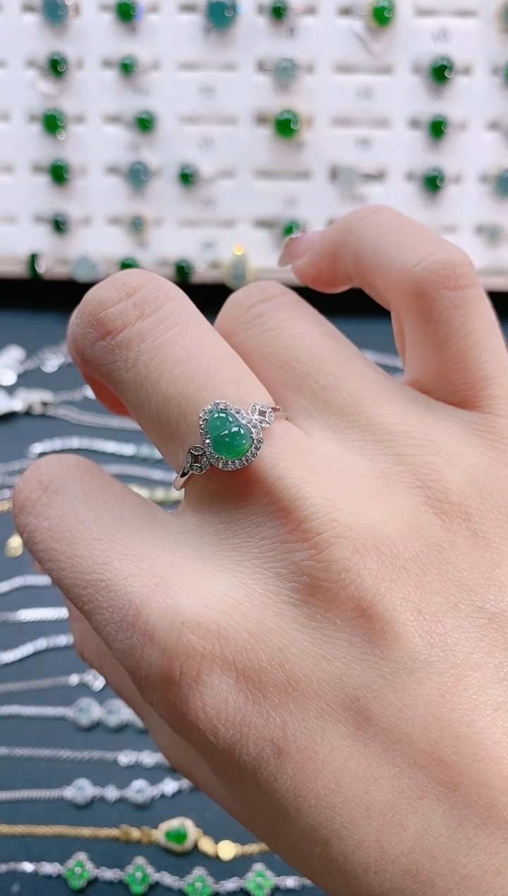 【闪购商品】翡翠戒指银S925镶嵌天然翡翠