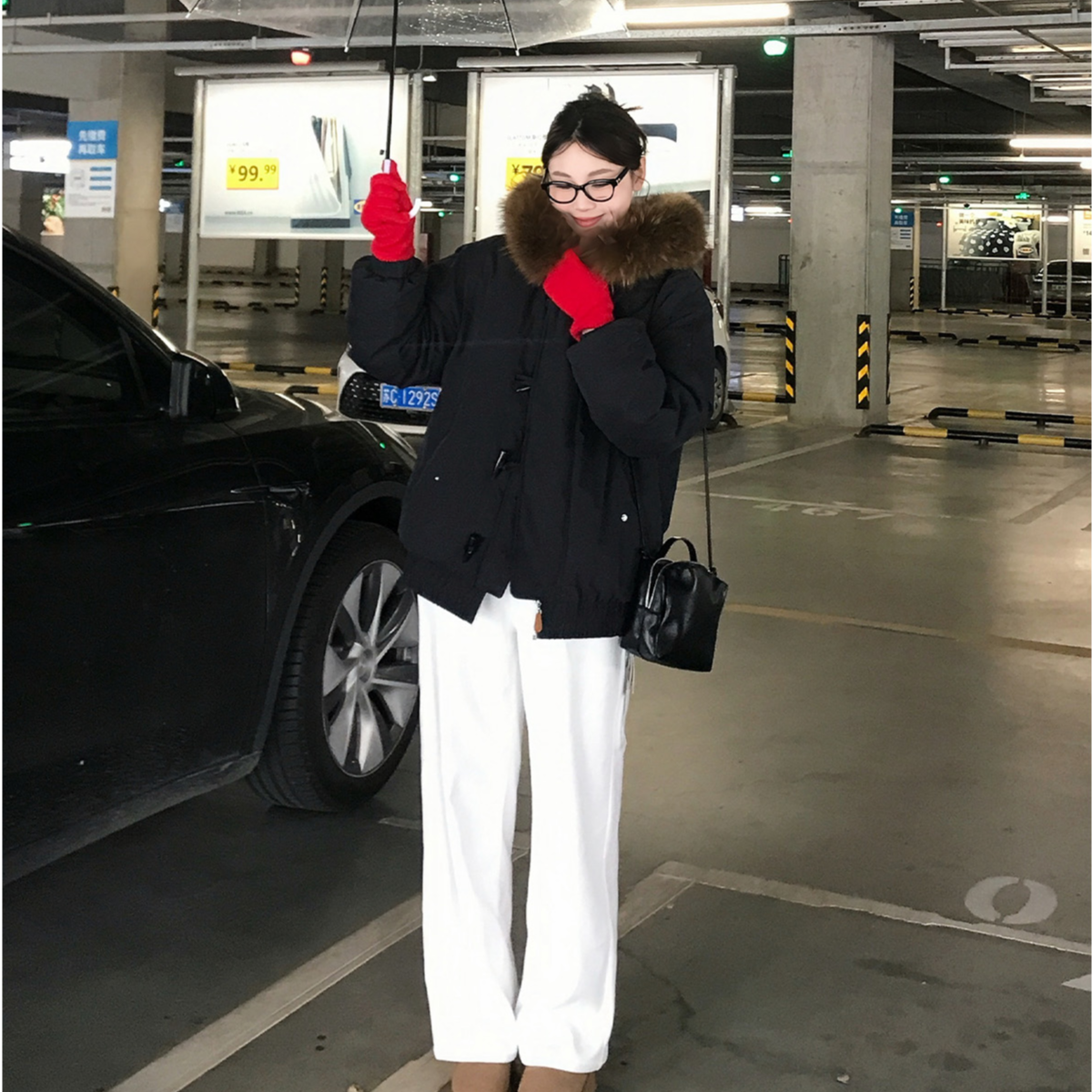 PRASE【博主日常】高个子微胖显瘦高腰加绒直筒休闲裤PR509E05/9