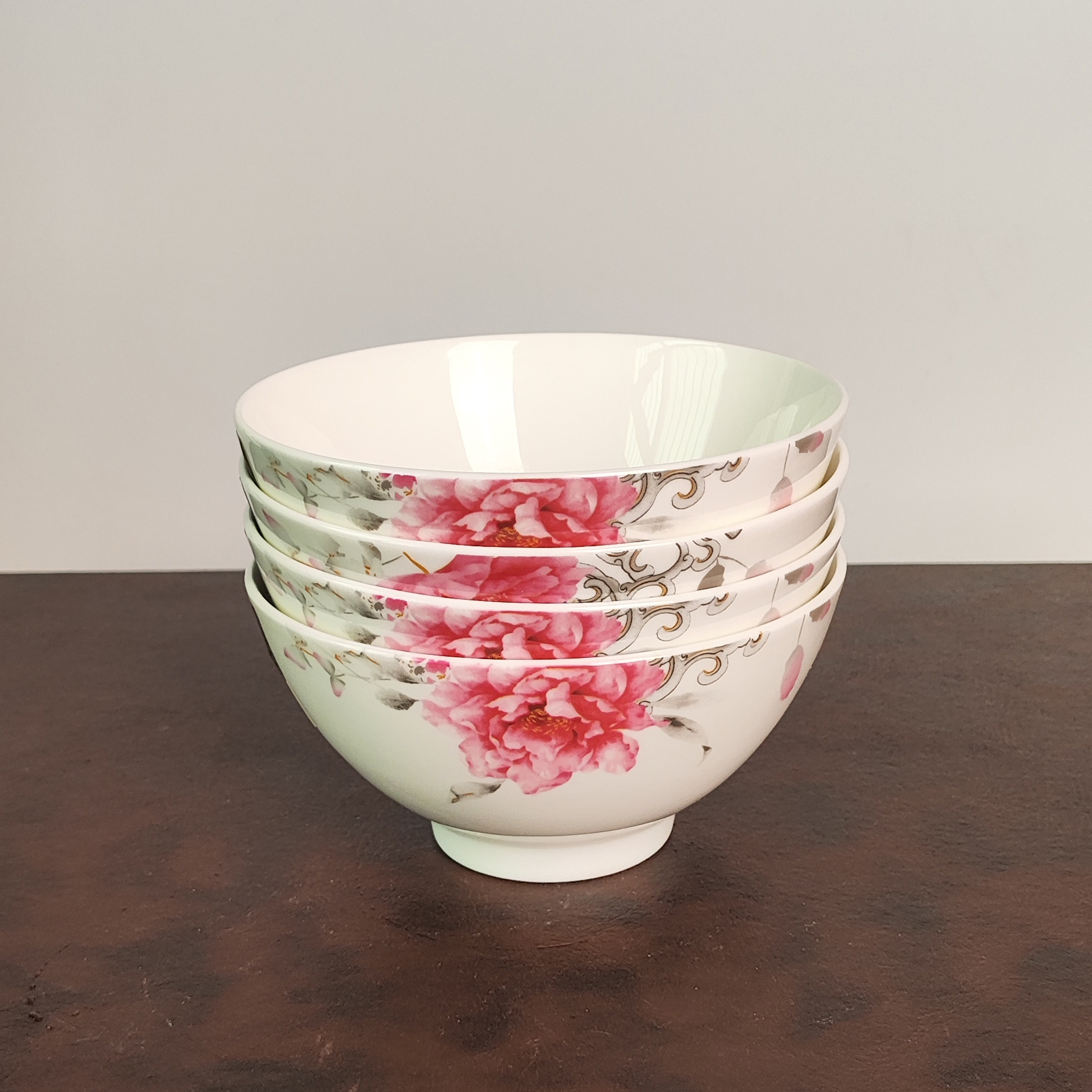 5英寸粥碗牡丹画面