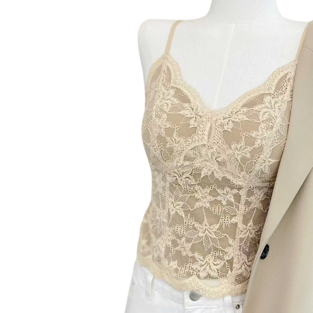 6099【DG】蕾丝吊带磨毛美背