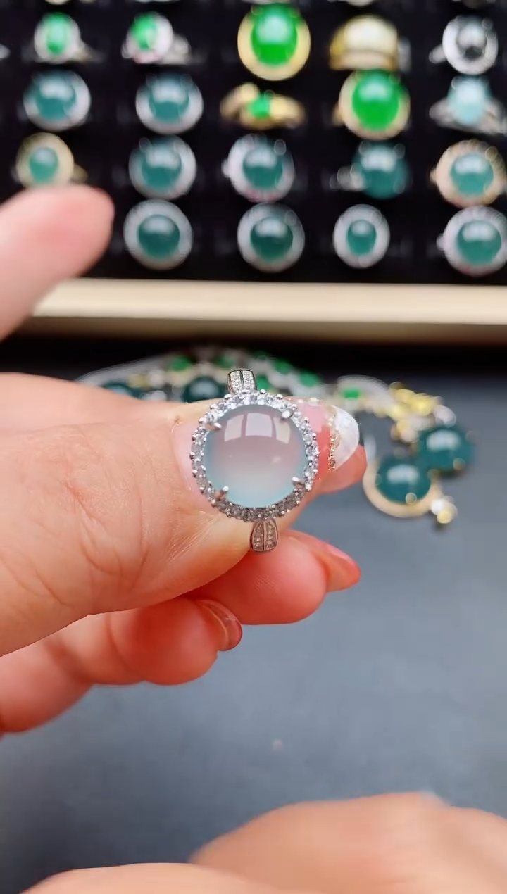 【闪购商品】翡翠戒指银S925镶嵌12121