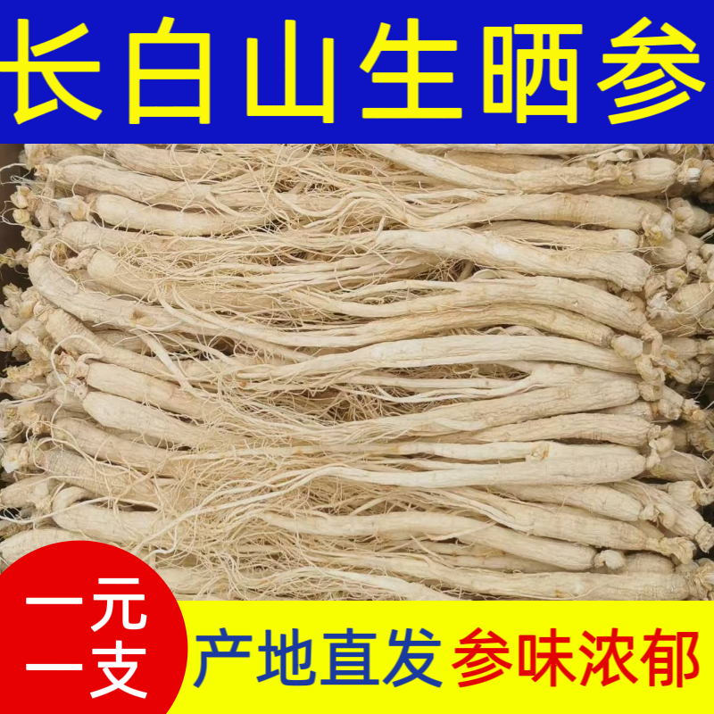 小人参长白山生晒参白参干参整支可切片煲汤泡水泡酒滋补食材