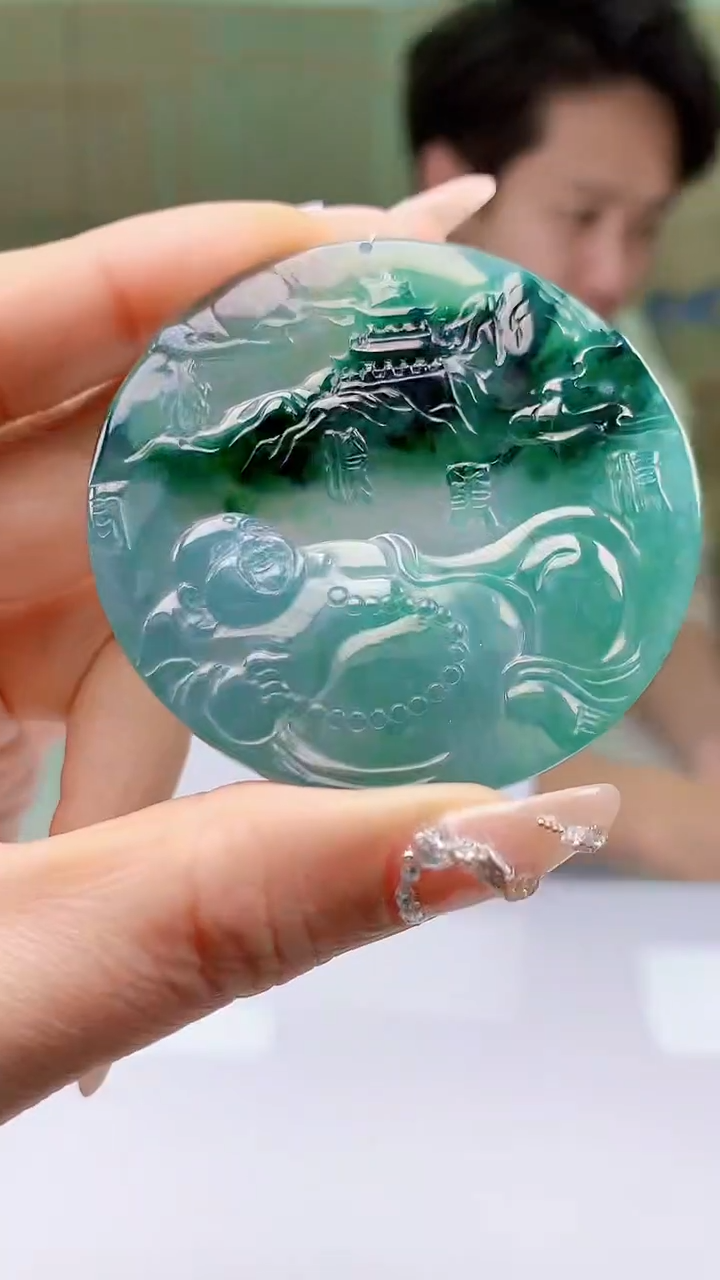 【闪购商品】定制翡翠未镶嵌1502ty-毛货挂件129