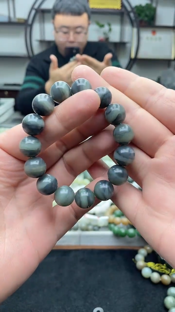 未镶嵌手串和田玉新疆青花一线天14