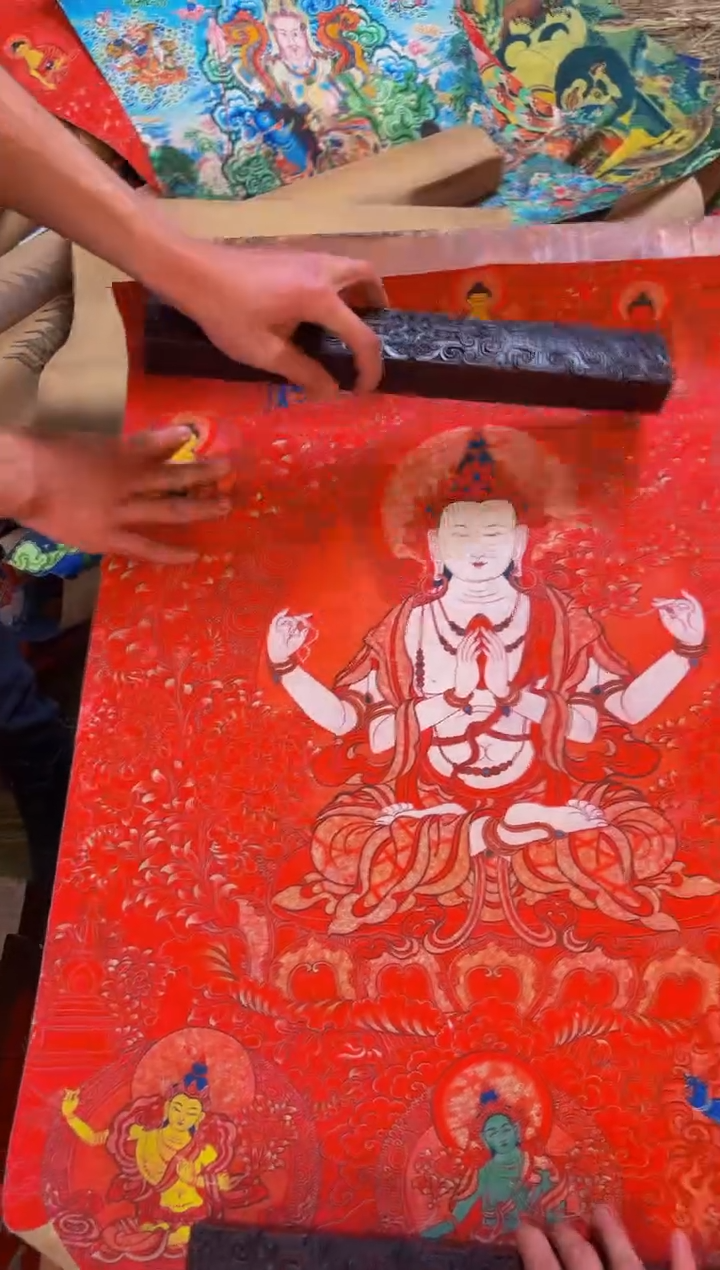 装裱画精品手绘唐卡链接--A140四臂观音