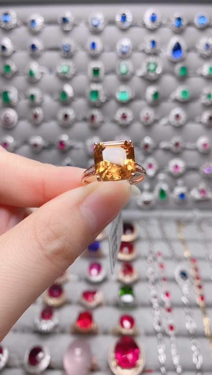 【闪购商品】黄晶18K金戒指18K金镶嵌.