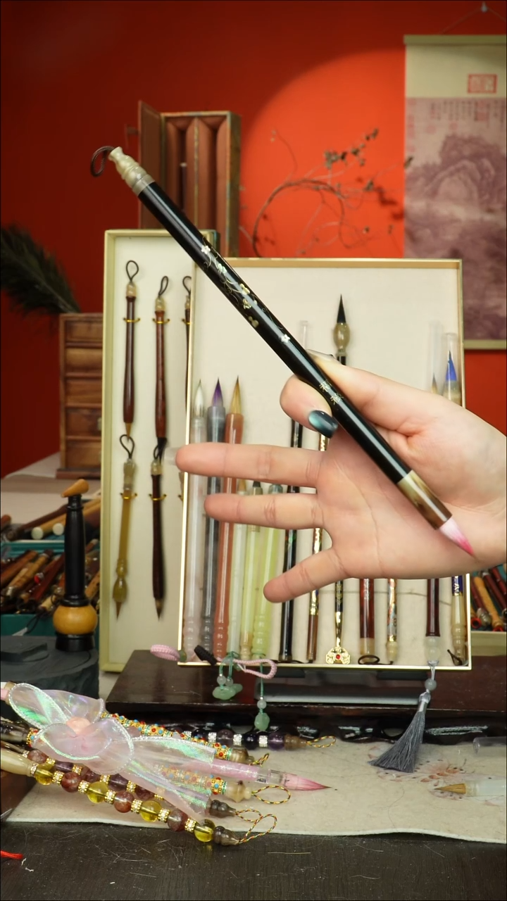 420号闪孤品高货毛笔链接 清水试笔 蘸墨不退