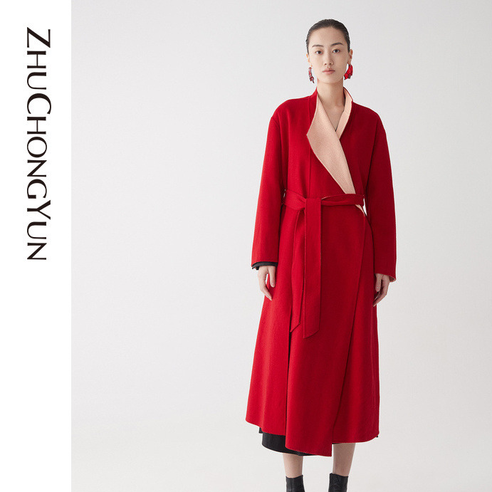 【粉丝专享】ZHUCHONGYUN品质感双色双面呢柔软顺滑外套