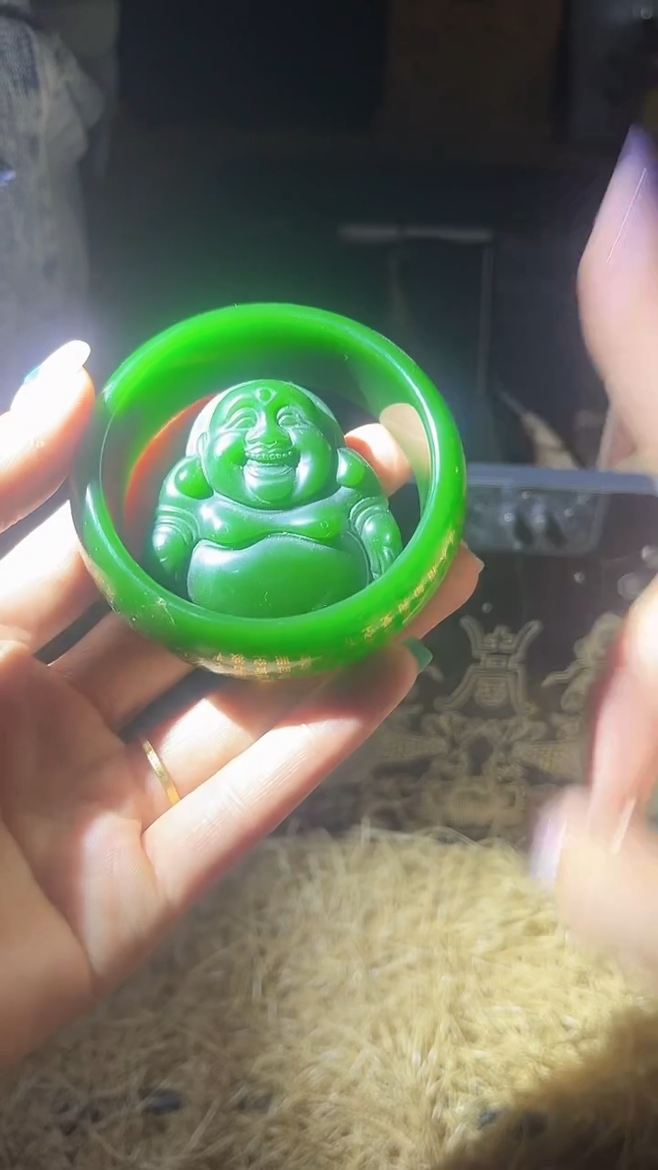 【闪购商品闪购商品】绿色带字手镯和笑佛