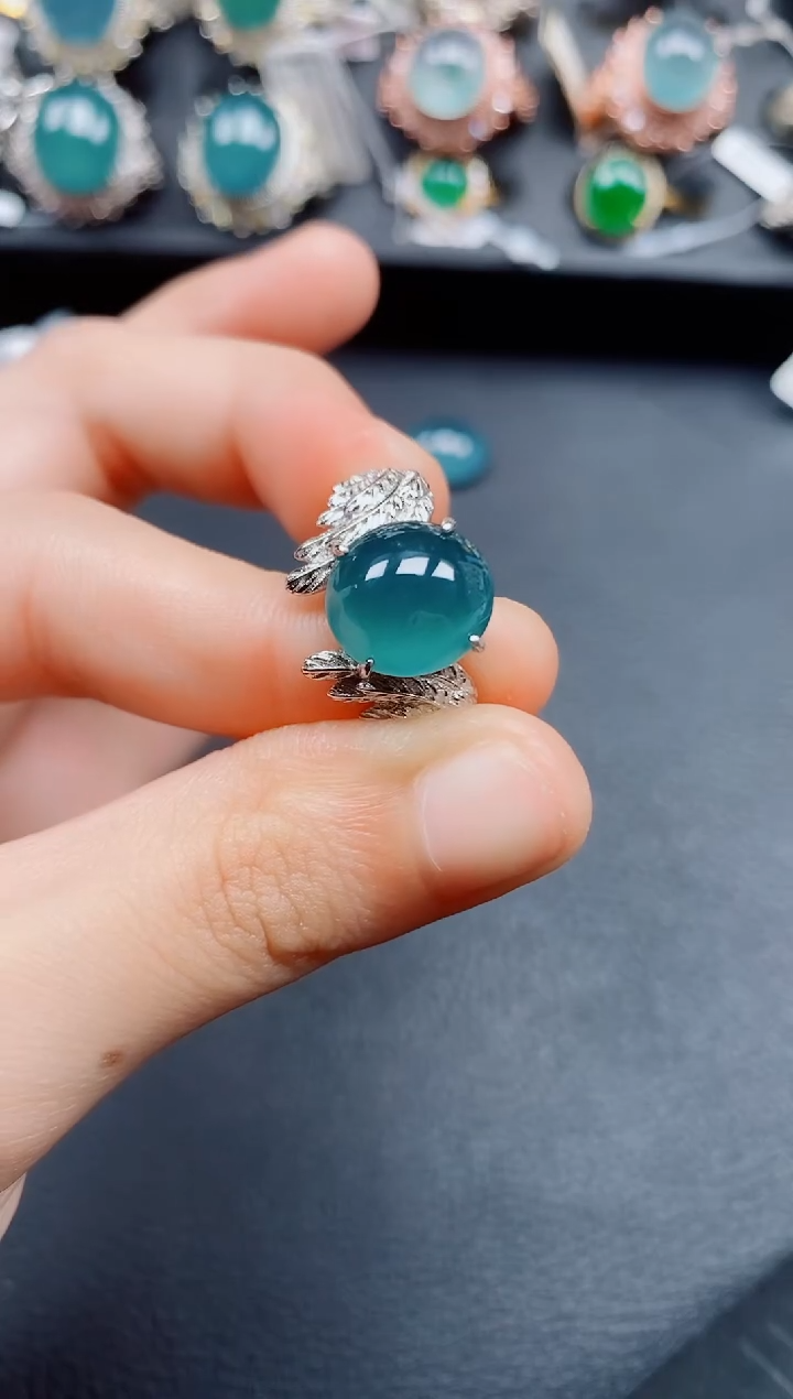 翡翠银S925镶嵌戒指翡翠