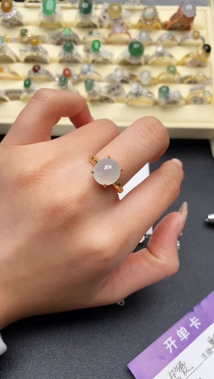 【闪购商品】翡翠戒指银S925镶嵌2222222+6