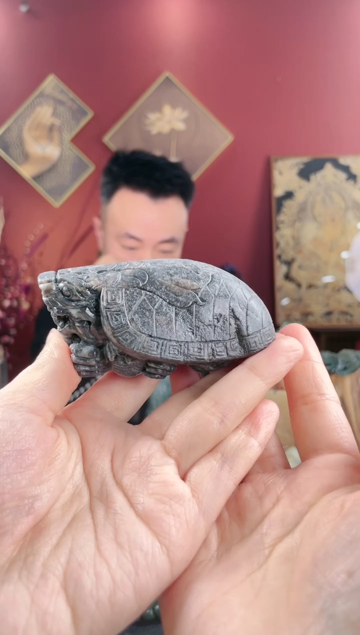 【闪购商品】和田玉摆件未镶嵌青花聚墨龙龟