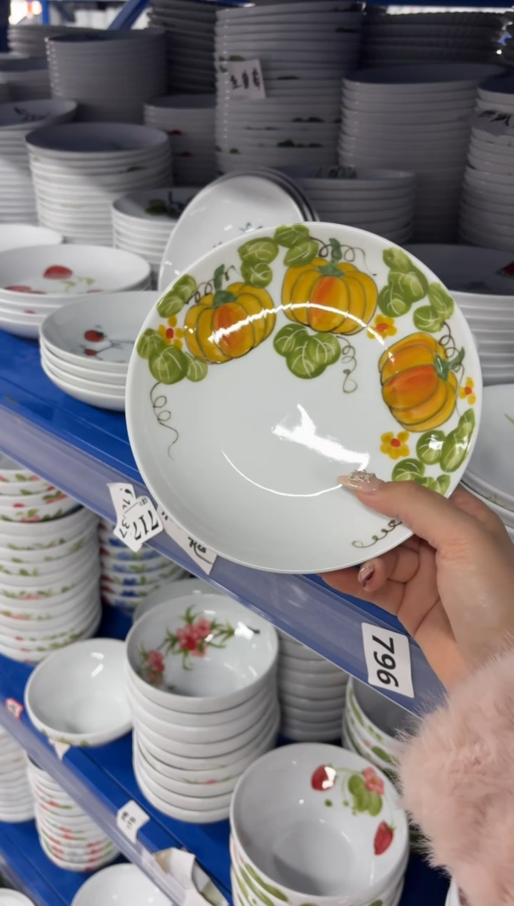 瓷片景德镇高温陶瓷食品级手绘釉中彩-浅盘