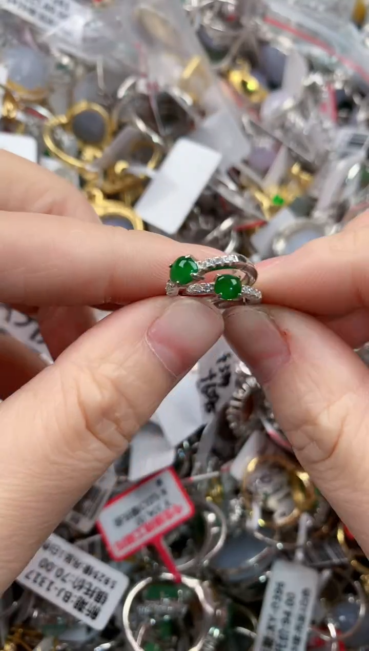 银S925镶嵌戒指翡翠5555----3