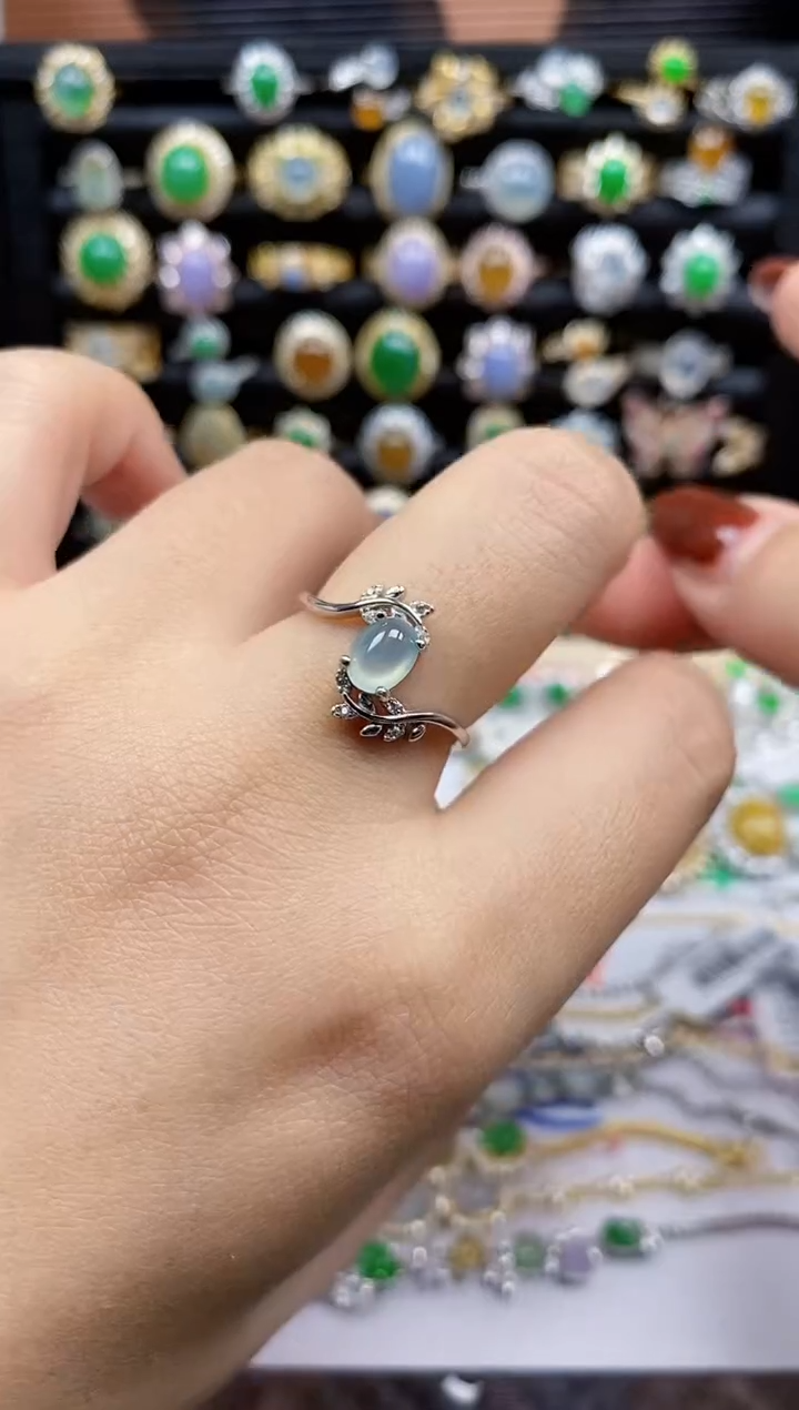 银S925镶嵌戒指翡翠8209