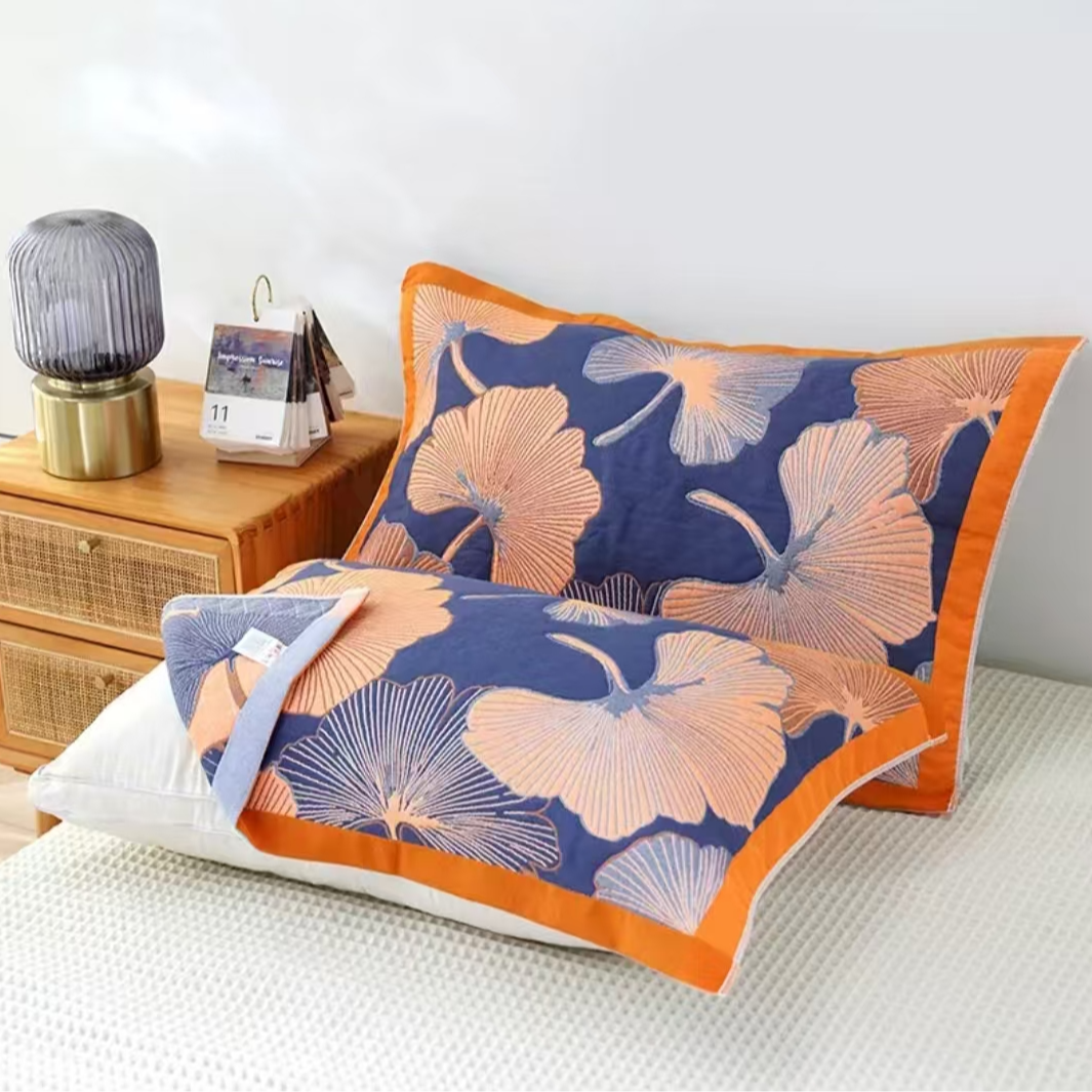 纯棉纱布枕巾--思杏蓝50*80