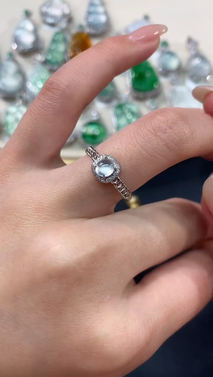 【闪购商品】翡翠戒指18K金镶嵌戒指A382|1980