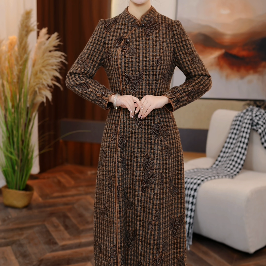 【宸锦女装】24173冬季穿搭新款连衣裙收腰显气质