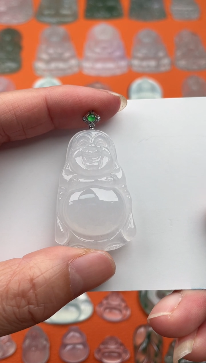 【闪购商品】翡翠颈饰18K金镶嵌站佛45.6/25.6/6.8