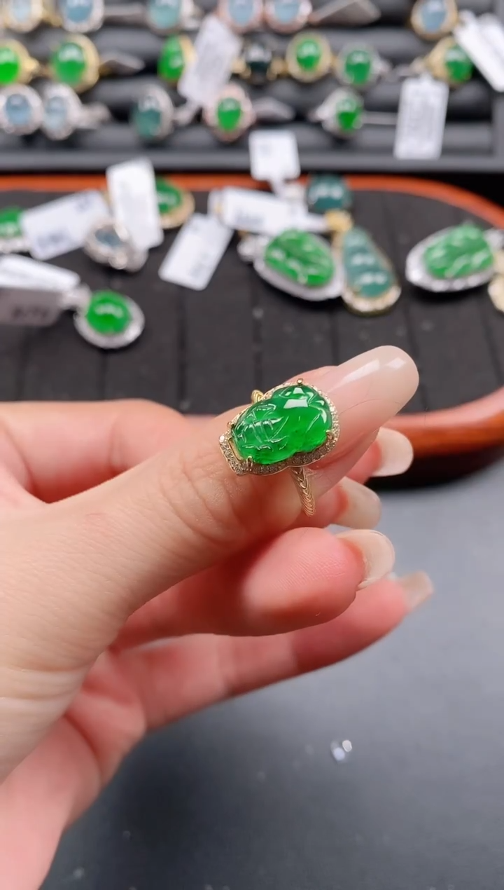 银S925镶嵌戒指翡翠11