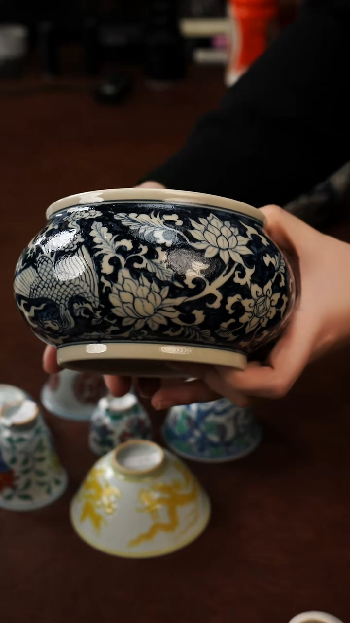 景德镇瓷器，青花瓷手绘茶具~