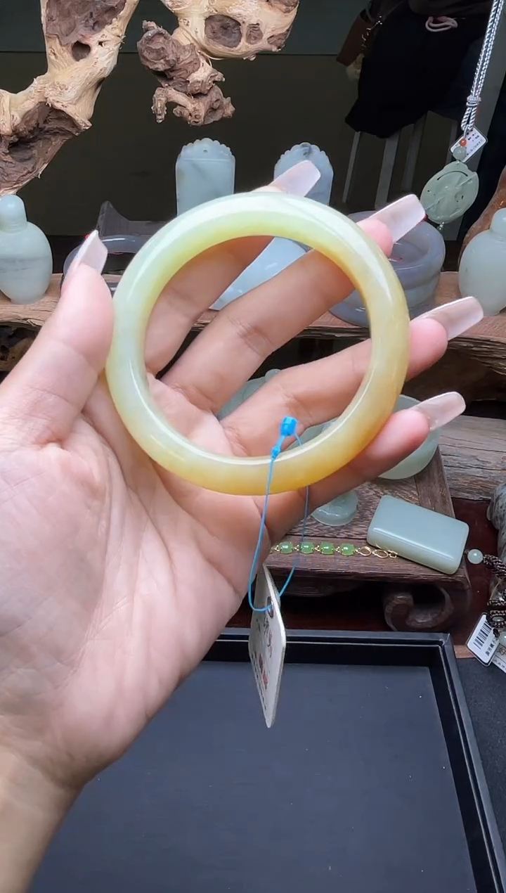 【闪购商品】和田玉手镯未镶嵌若羌黄玉 58+圈9007344