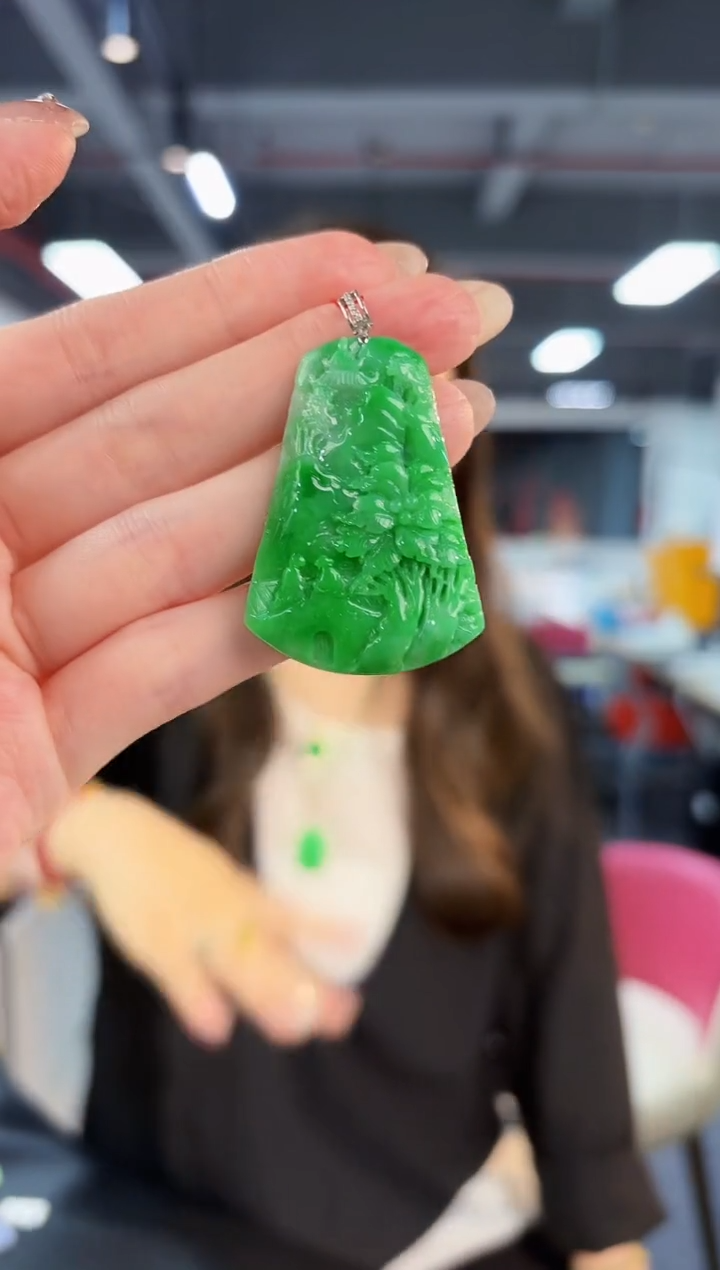 【闪购商品】翡翠颈饰18K金镶嵌缅料A货/支持复检/一件