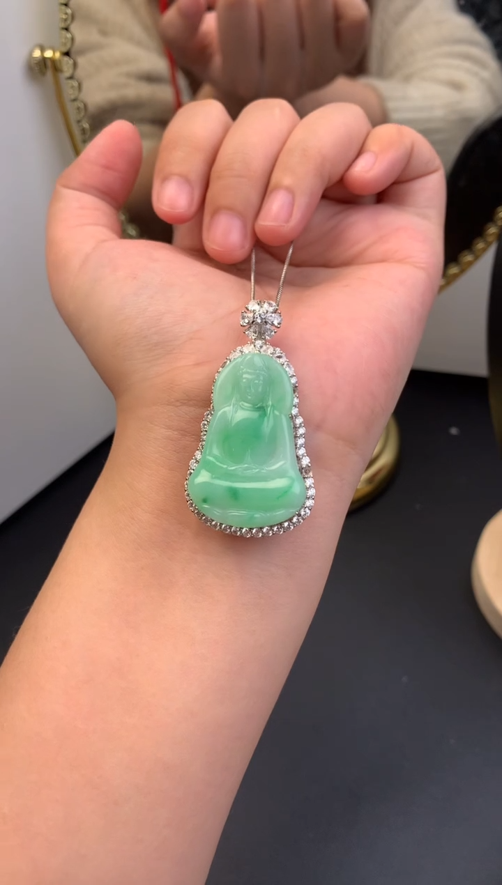 吊坠(不含链)银S925镶嵌翡翠银镶嵌翡翠吊坠