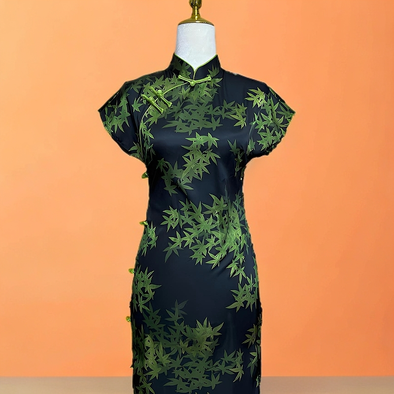 春夏单层古法全开襟修身显瘦气质旗袍（节节高）