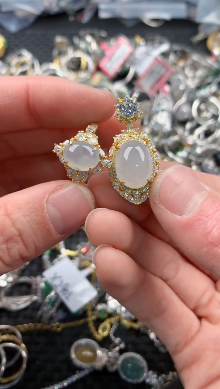 银S925镶嵌戒指翡翠444     2