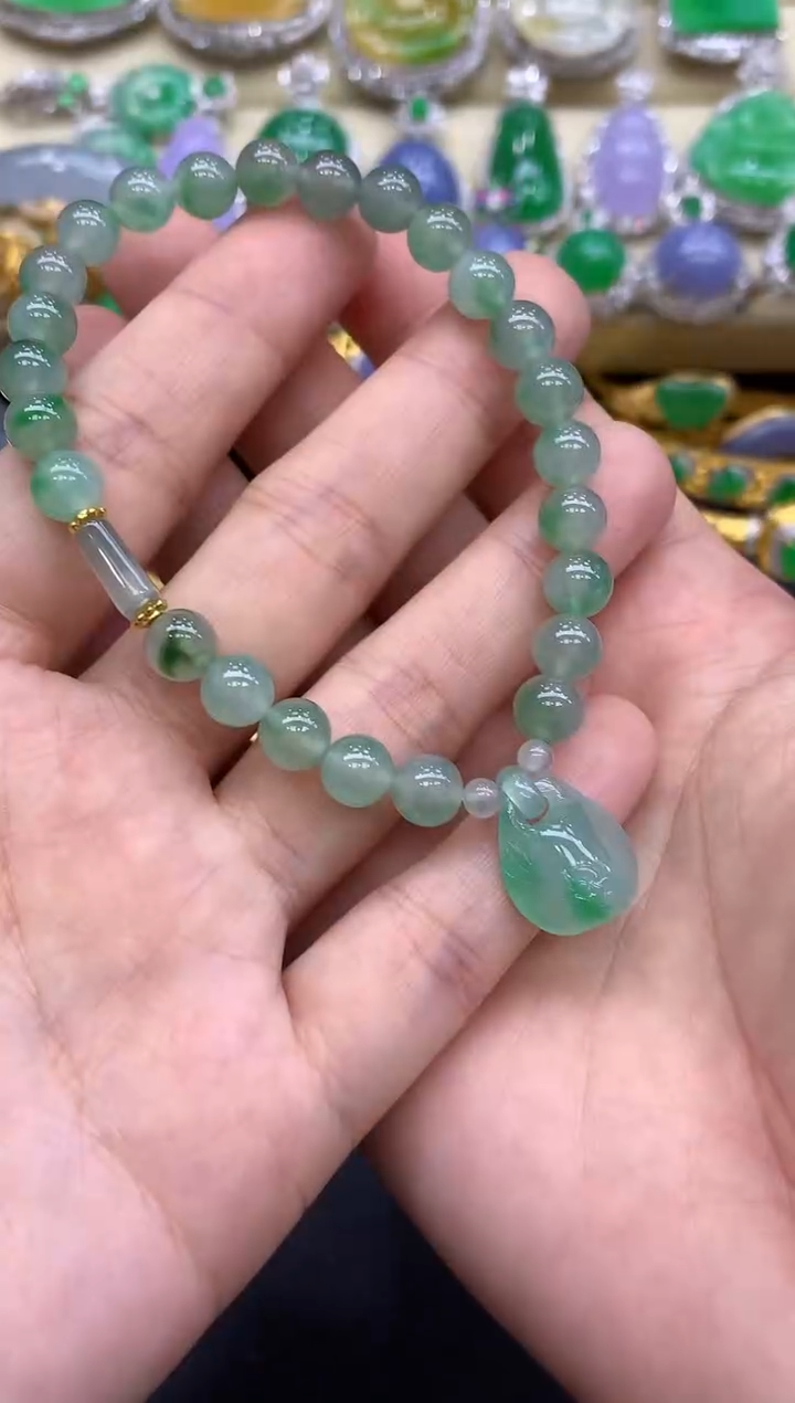 足金镶嵌手链翡翠181-中国好珍宝