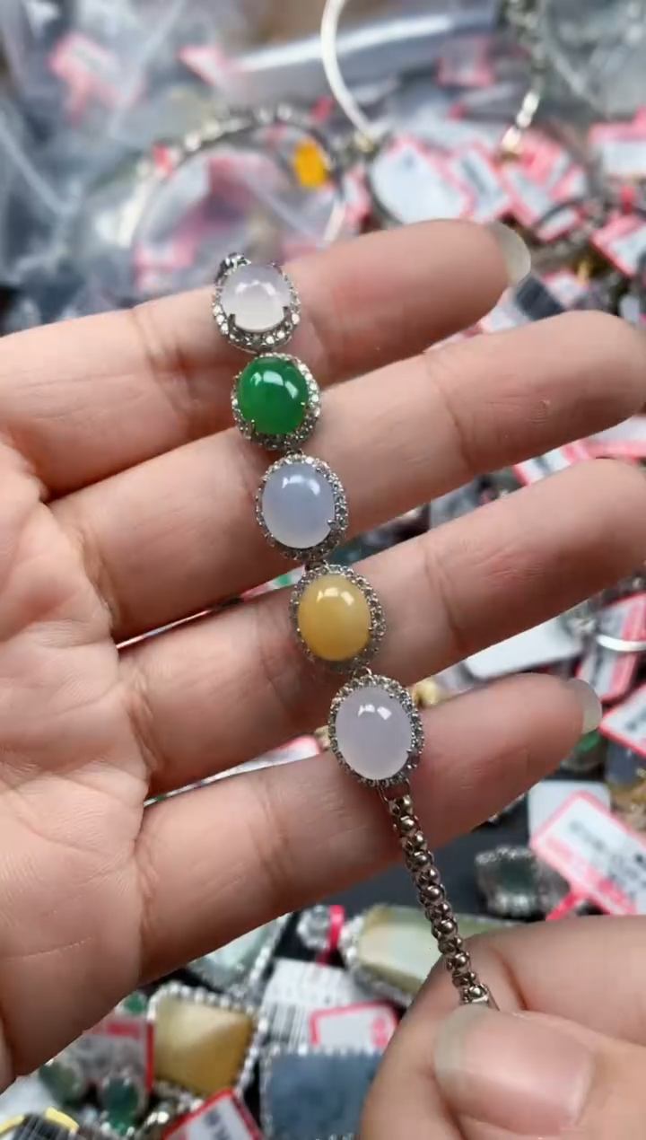 银S925镶嵌戒指翡翠天然A货缅甸翡翠