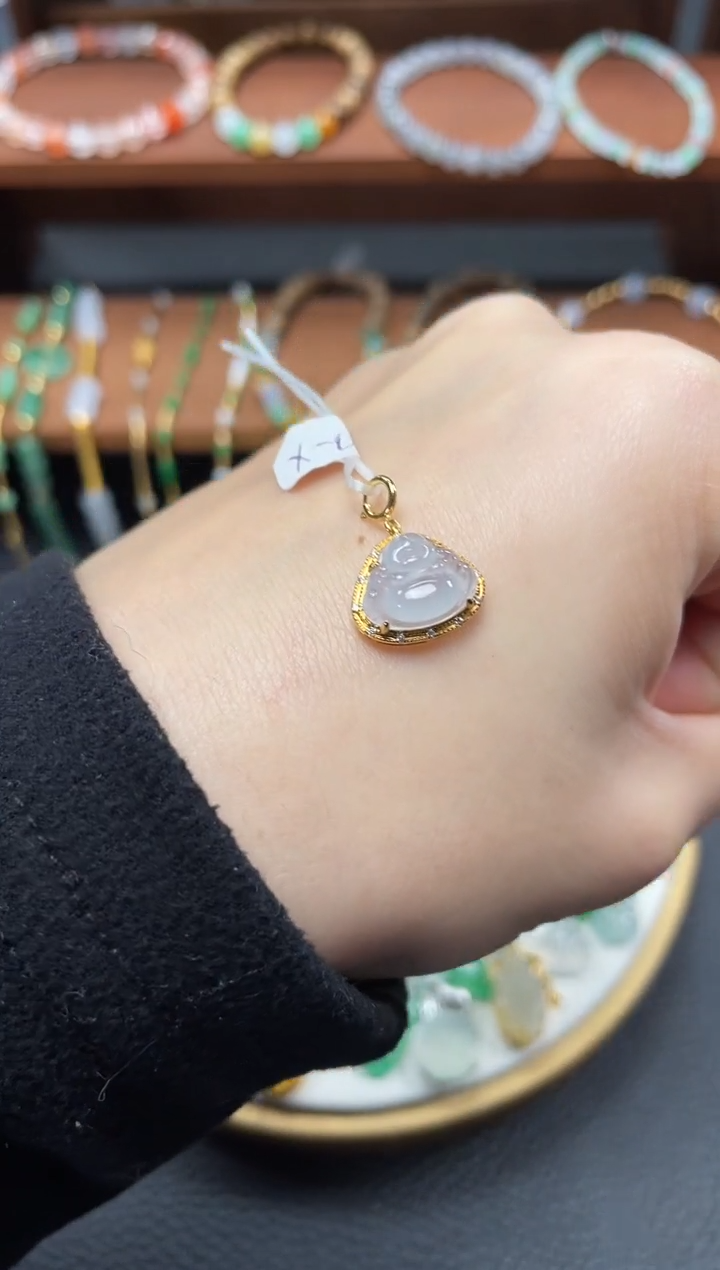 【闪购商品】翡翠吊坠(不含链)18K金镶嵌一个   JK533