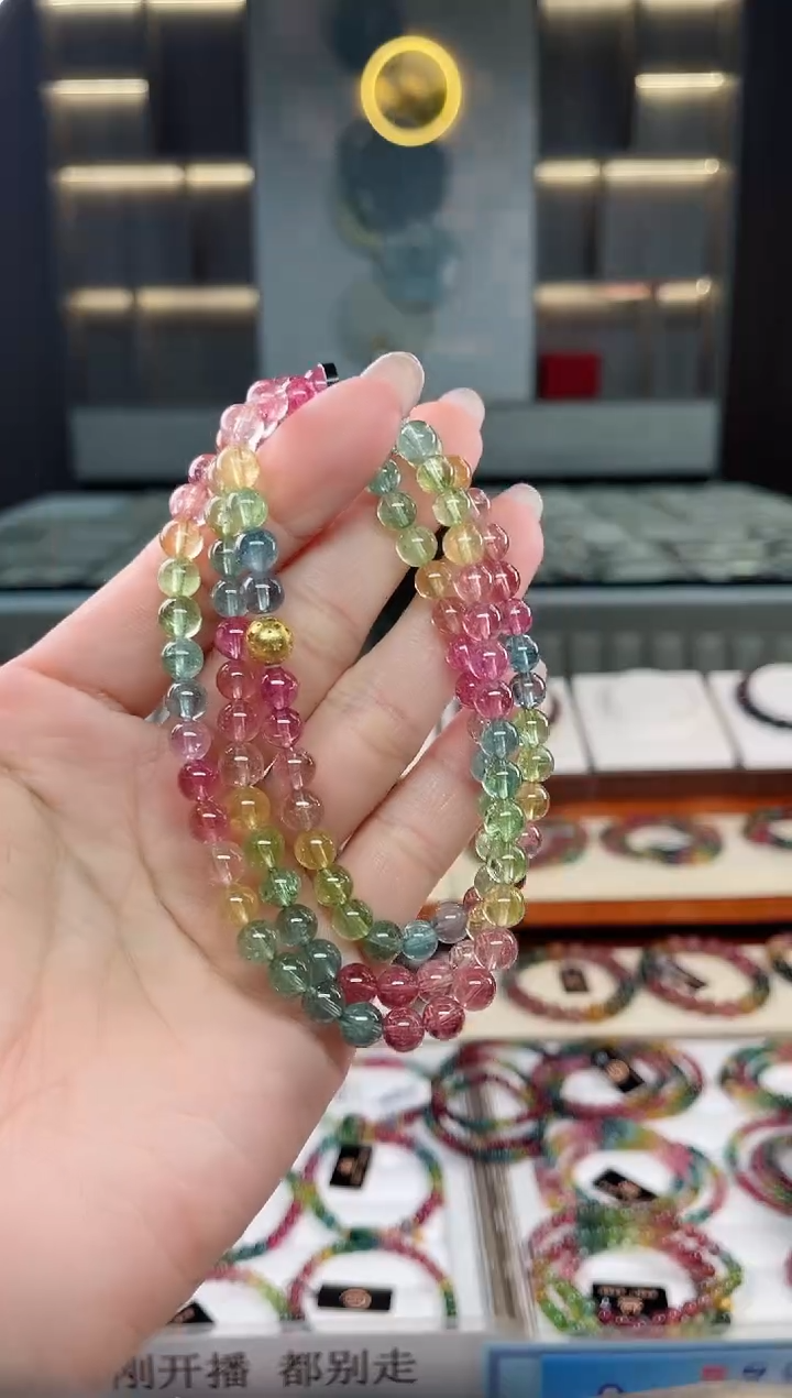 未镶嵌老矿碧玺三圈手串6mm+碧玺（多样性发一条）T