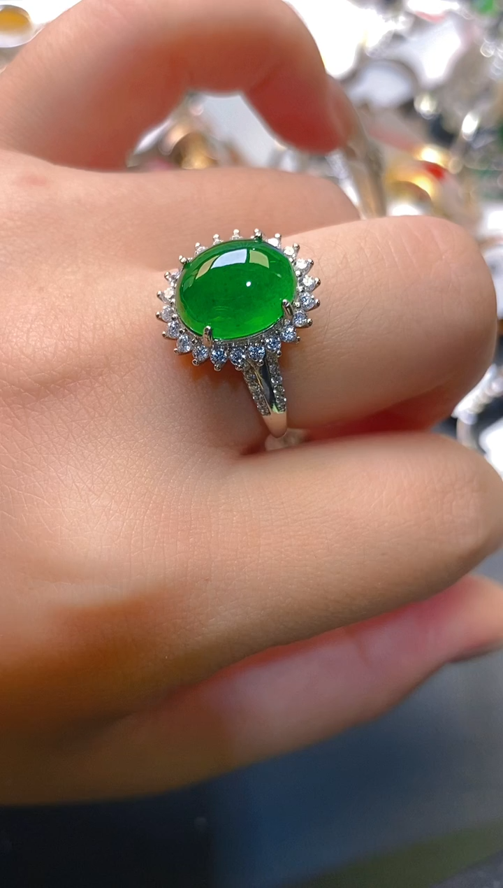 【闪购商品】翡翠耳饰银S925镶嵌天然A货翡翠1