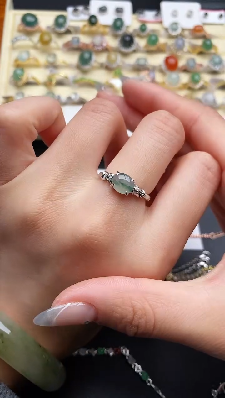 【闪购商品】翡翠戒指银S925镶嵌111111111+3