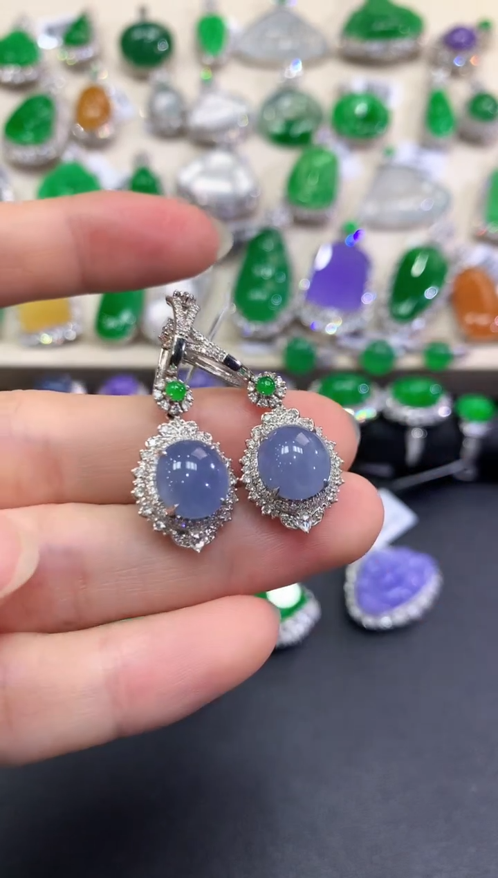 【闪购商品】翡翠耳饰18K金镶嵌D23   紫货有色差