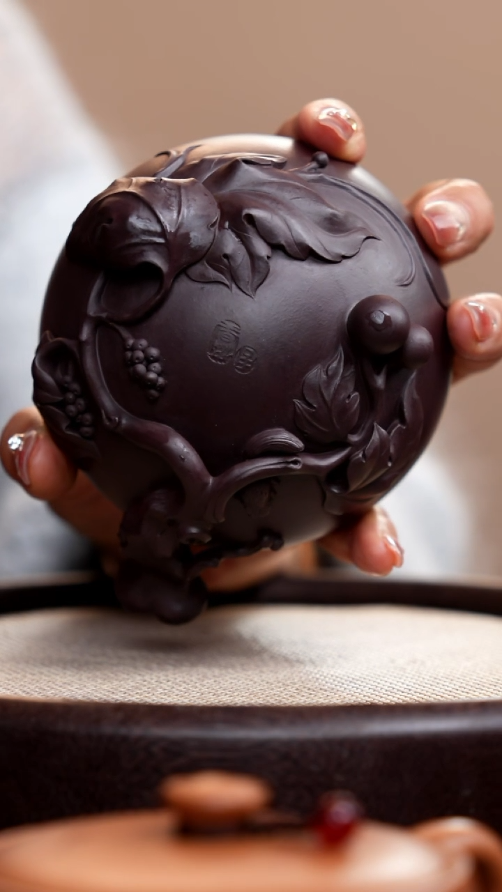 【闪购商品】紫砂茶壶紫泥松鼠葡萄杯