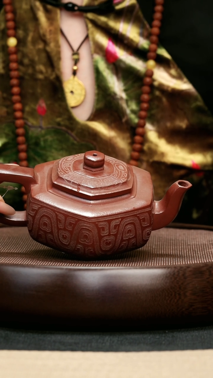 【闪购商品】紫砂茶壶58底槽清六方雪华壶