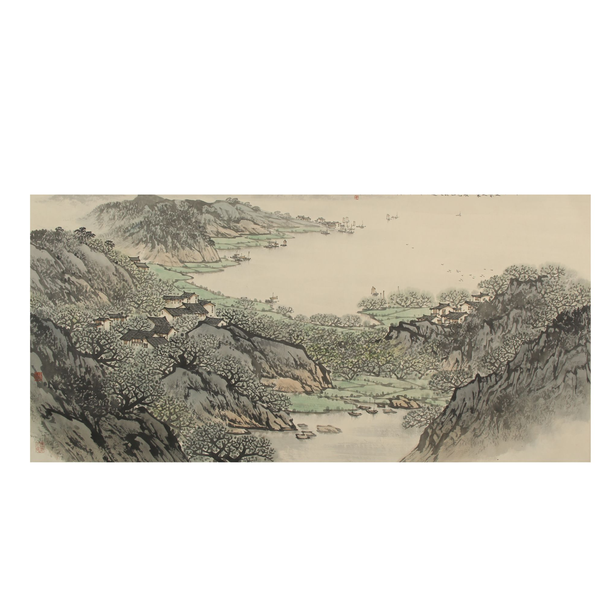 LOT.017 文治  山水 69*136cm 纸本设色镜片