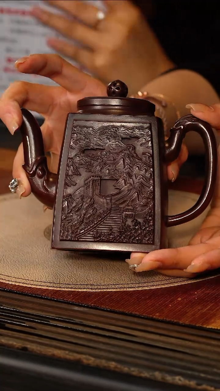 茶壶紫砂宜兴紫砂DXY 红木烧 万里长城 350cc
