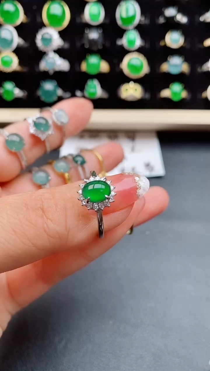 【闪购商品】翡翠戒指银S925镶嵌80800