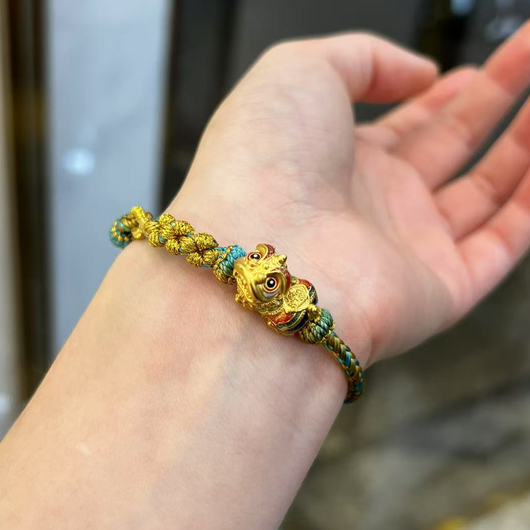 足金 国风口含金珠醒狮（按克，按净金，拍下备注手围）