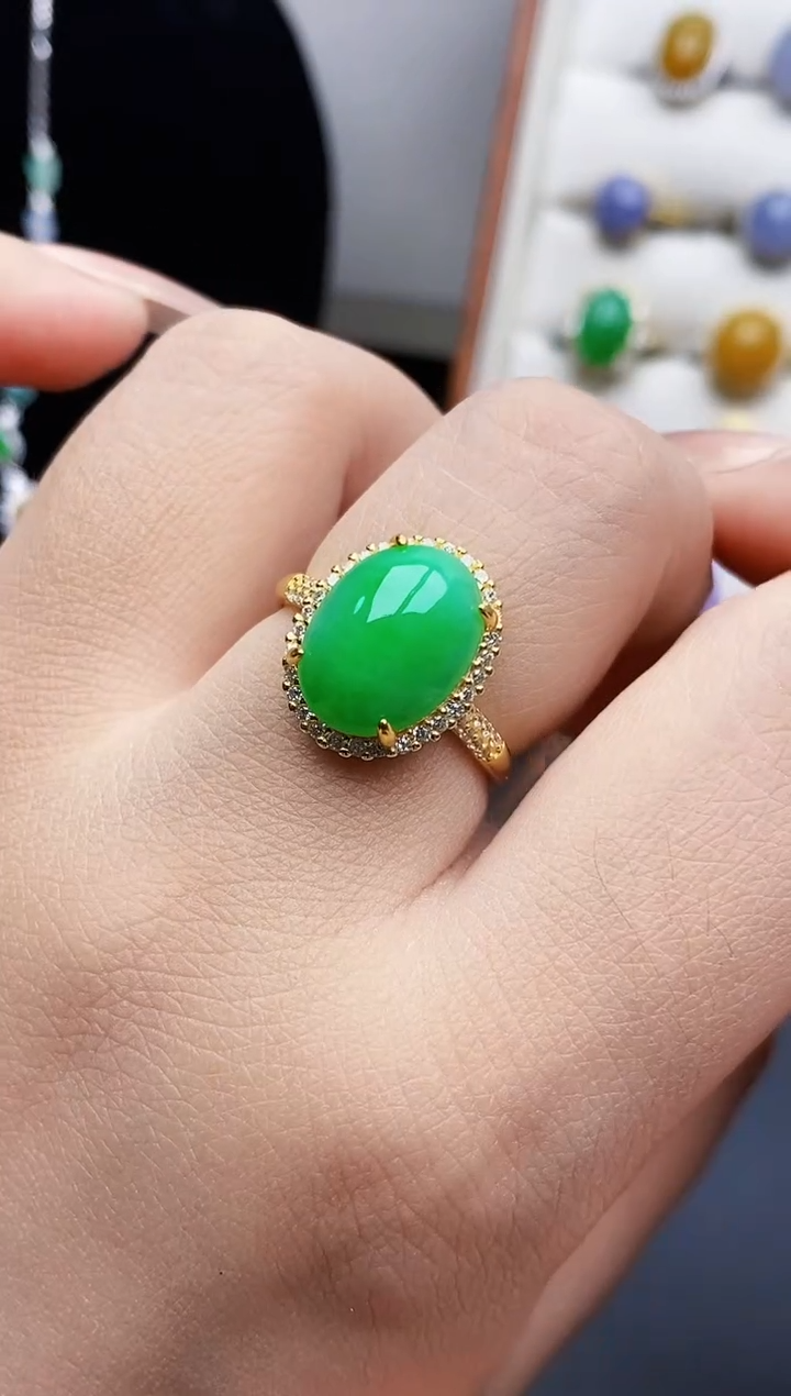 银S925镶嵌戒指翡翠0148